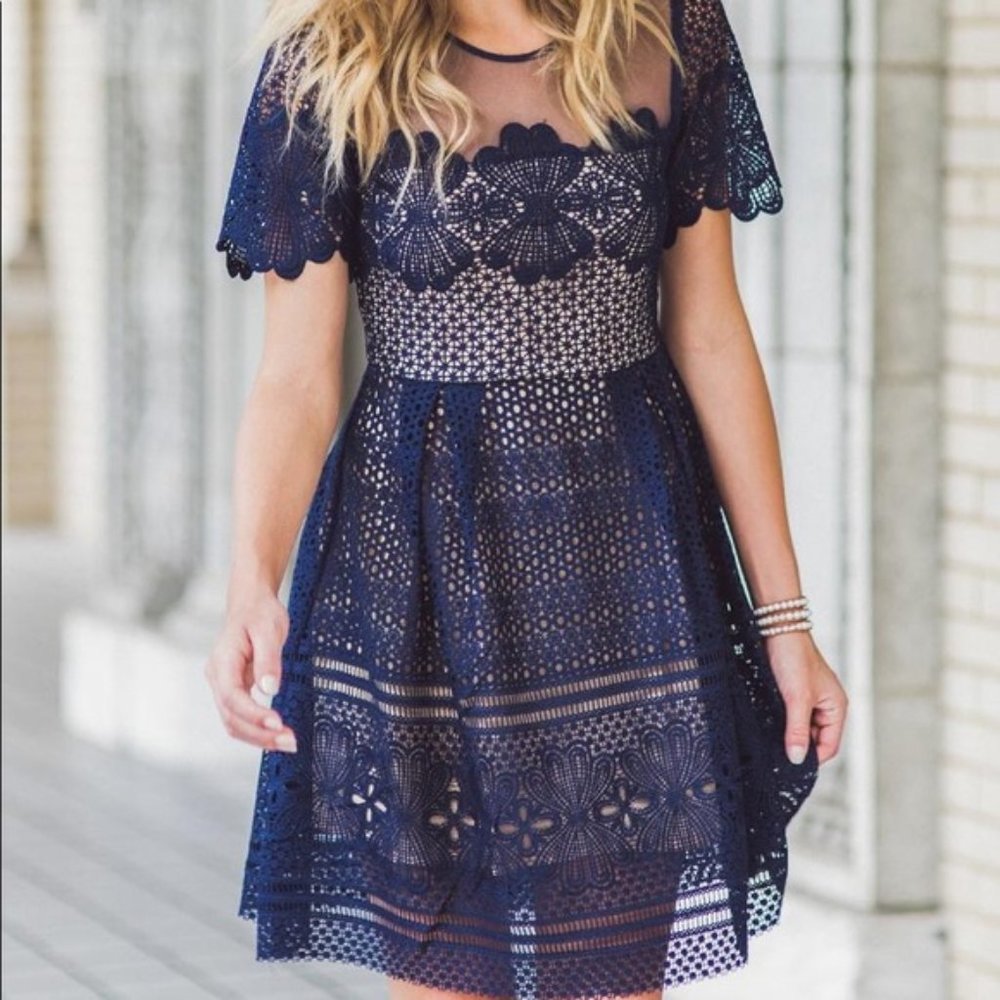 Francesca's navy blue lace dress ** ISO